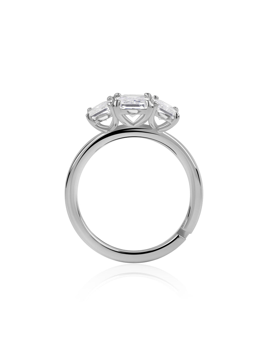 Octagon Sparkle Silver Promise Ring