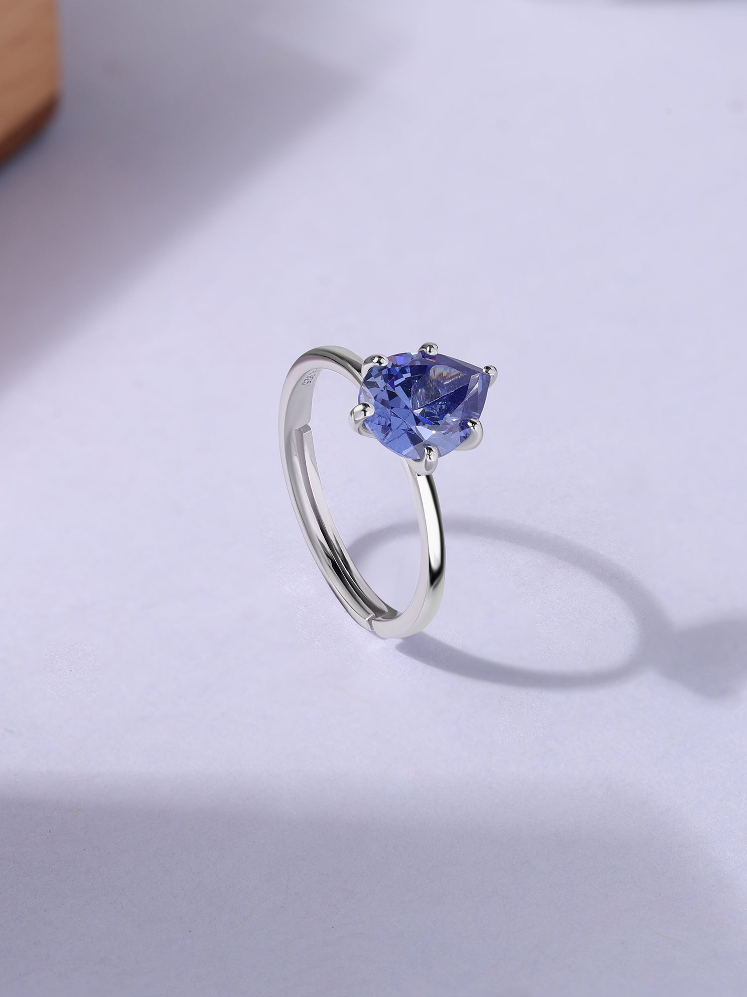 Midnight Droplet Silver Adjustable Ring