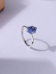 Midnight Droplet Silver Adjustable Ring