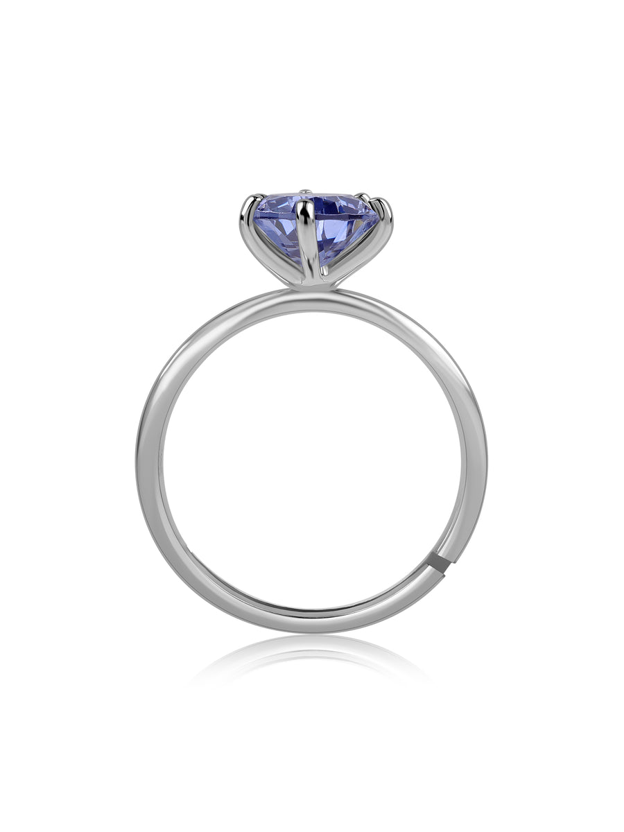 Midnight Droplet Silver Adjustable Ring