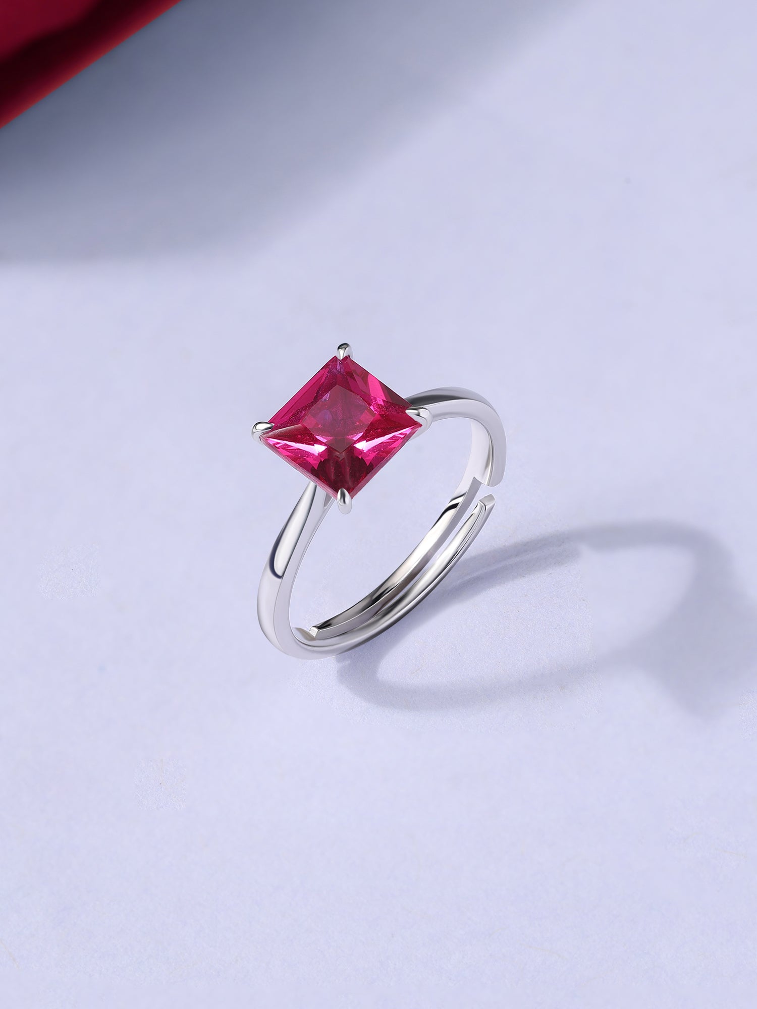 Crimson Royale Silver Adjustable Ring