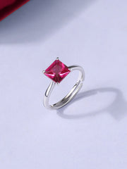 Crimson Royale Silver Adjustable Ring