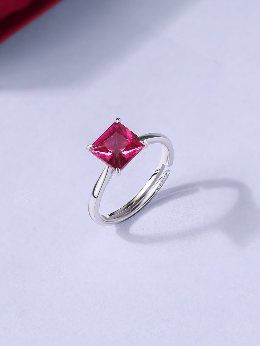 Crimson Royale Silver Adjustable Ring