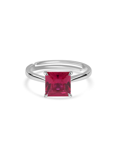 Crimson Royale Silver Adjustable Ring