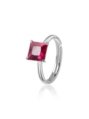 Crimson Royale Silver Adjustable Ring