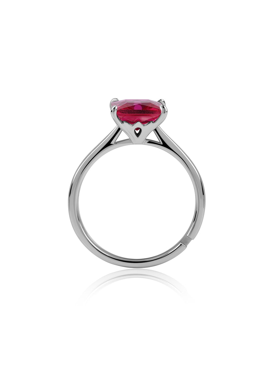 Crimson Royale Silver Adjustable Ring