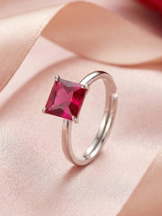 Crimson Royale Silver Adjustable Ring