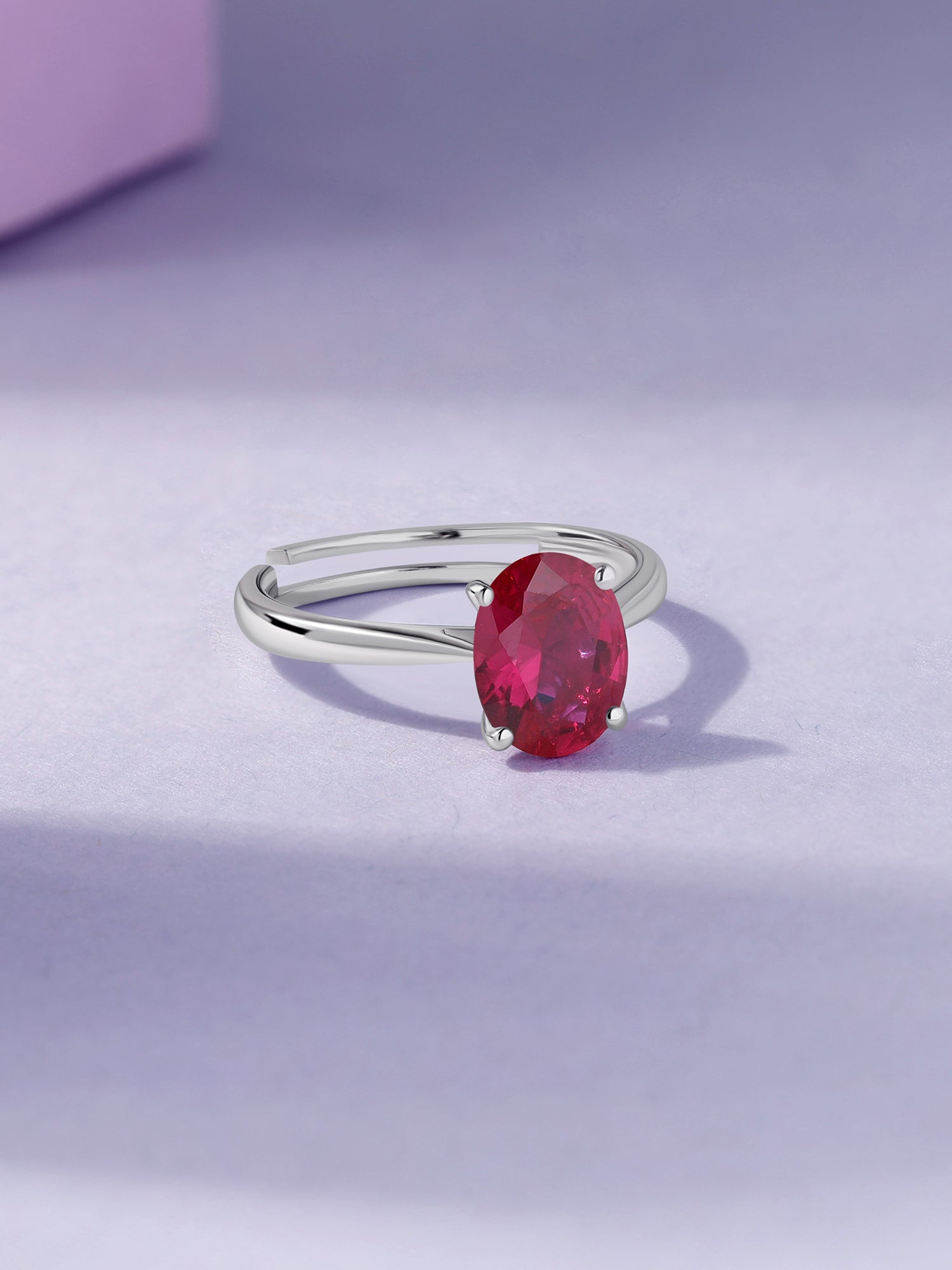 Crimson Charm Silver Ruby Ring