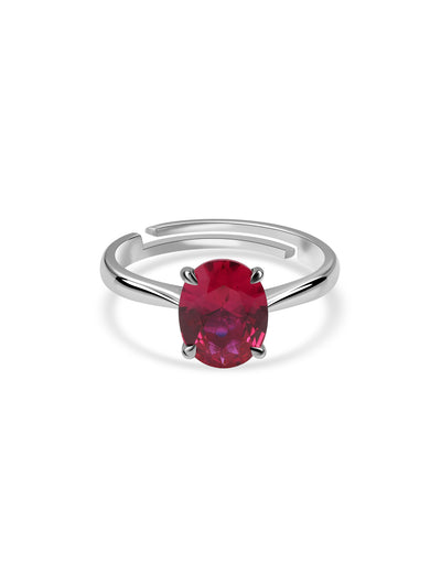 Crimson Charm Silver Ruby CZ Ring