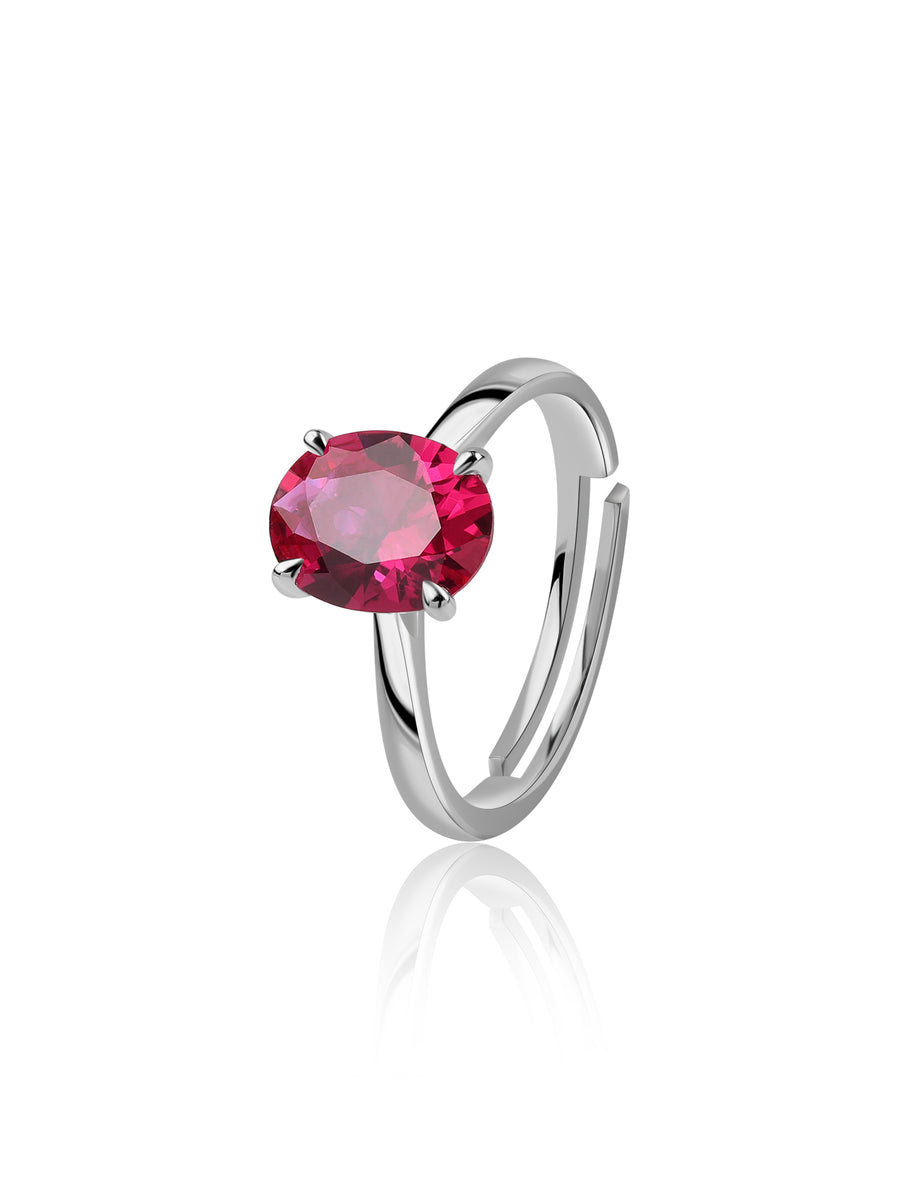 Crimson Charm Silver Ruby Ring