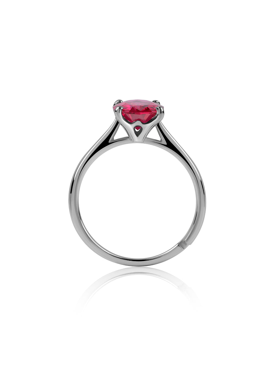 Crimson Charm Silver Ruby Ring