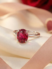 Crimson Charm Silver Ruby Ring