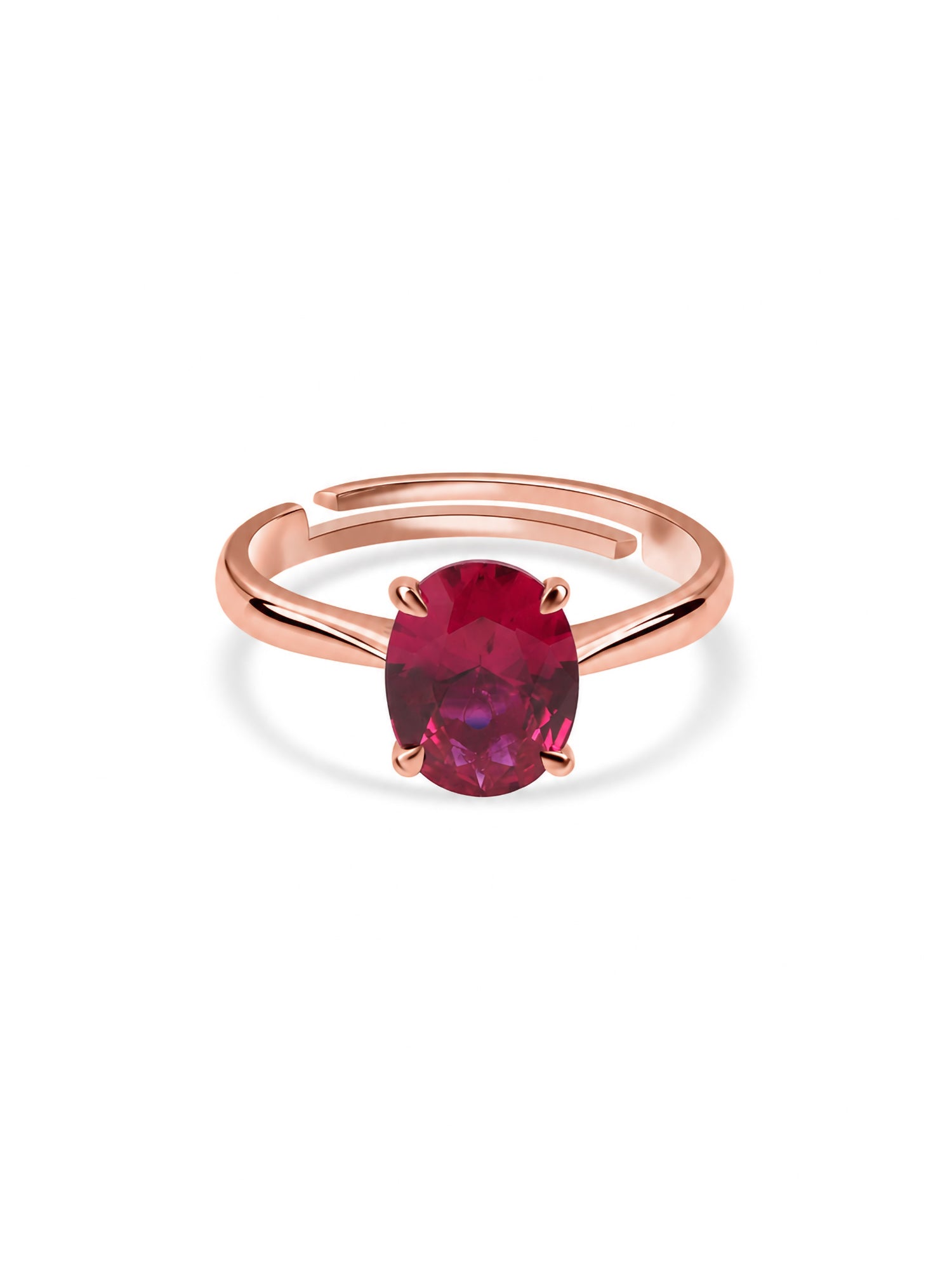 Crimson Charm Ruby CZ Rose Gold Plated Ring