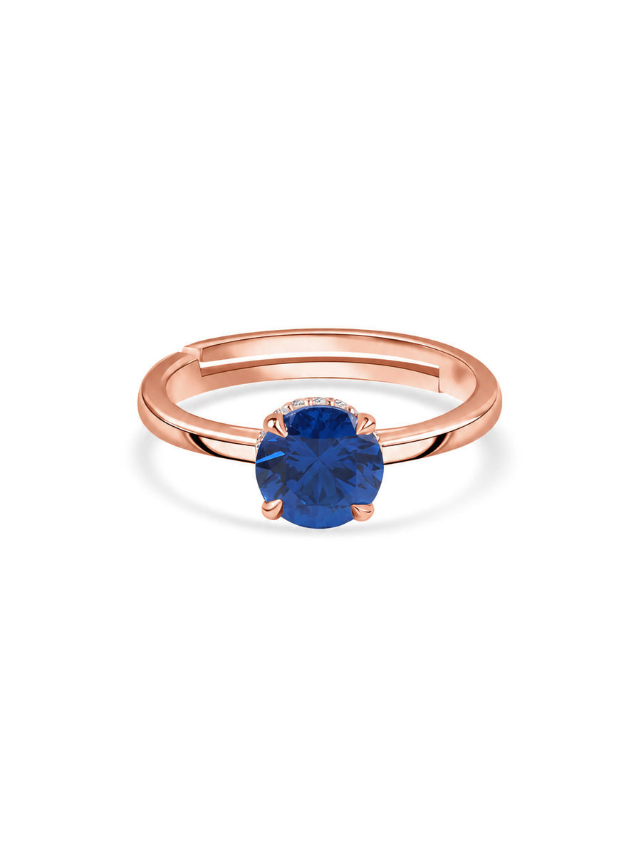 Midnight Blue Glow Rose Gold Plated Ring