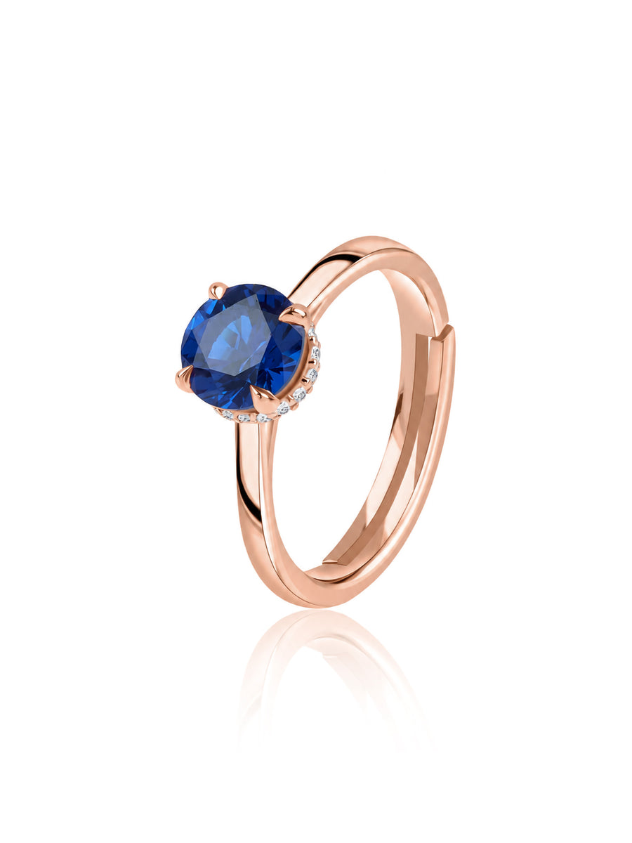 Midnight Blue Glow Rose Gold Plated Ring