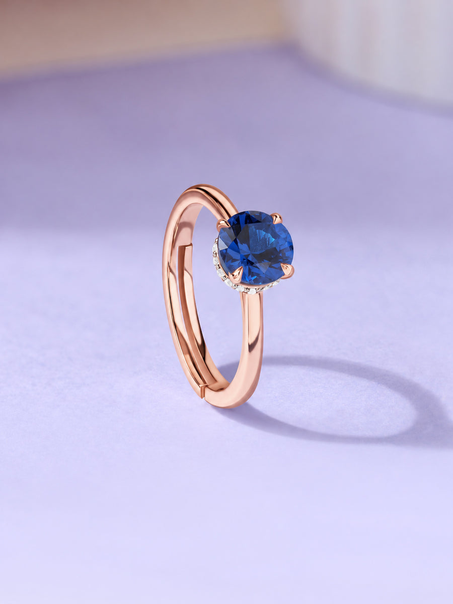 Midnight Blue Glow Rose Gold Plated Ring