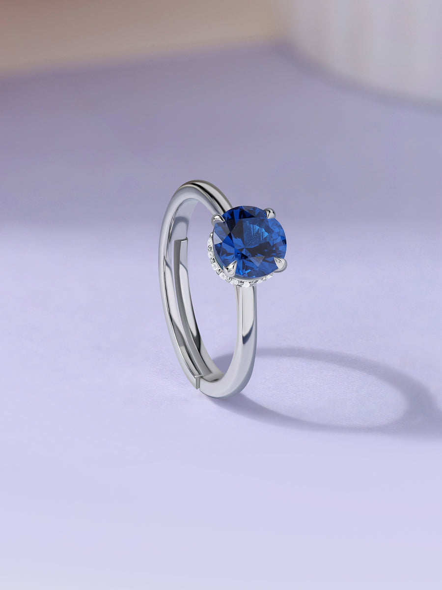 Midnight Blue Glow Silver Ring