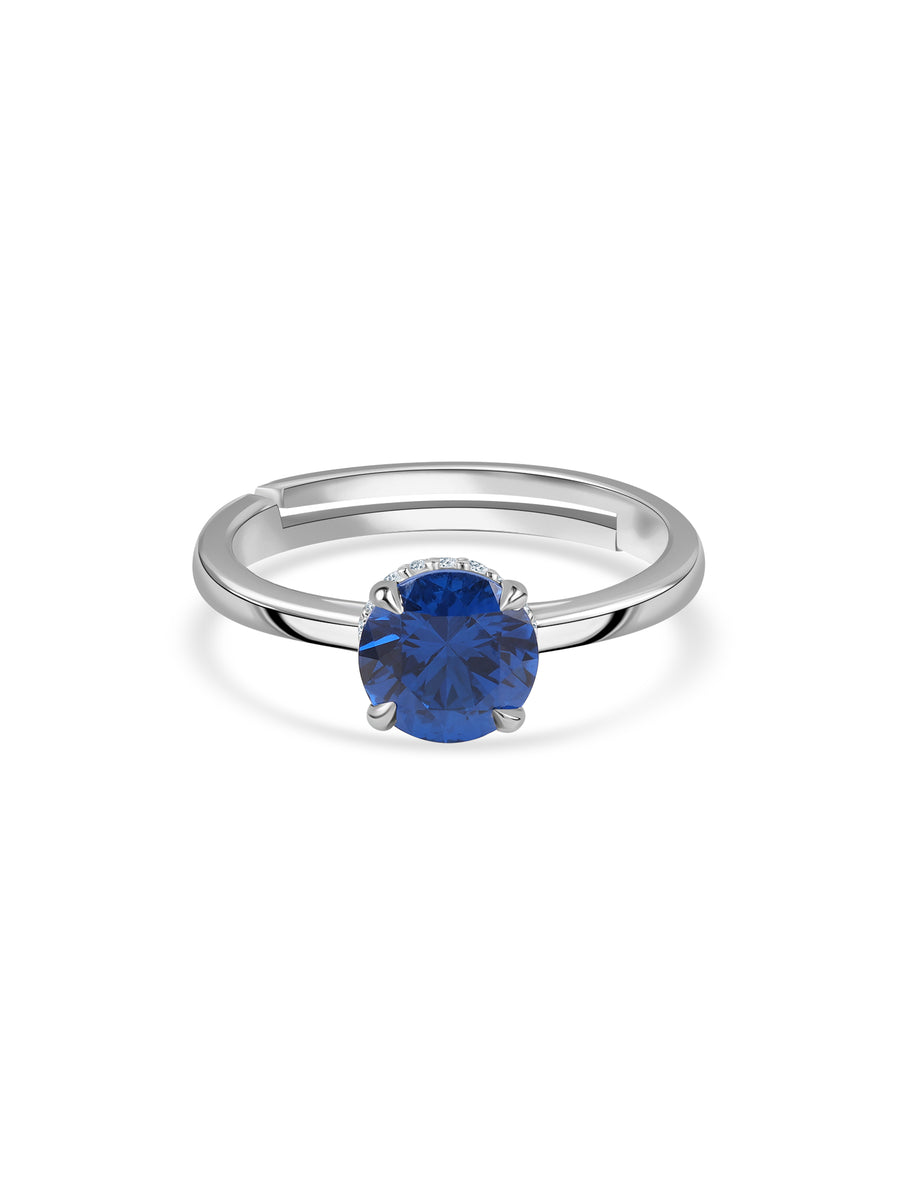 Midnight Blue Glow Silver Ring