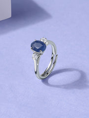 Royal Sapphire Silver Zircon Accent Ring