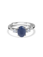 Royal Sapphire Silver Zircon Accent Ring