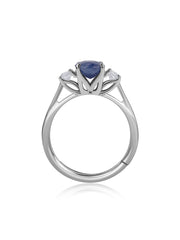 Royal Sapphire Silver Zircon Accent Ring