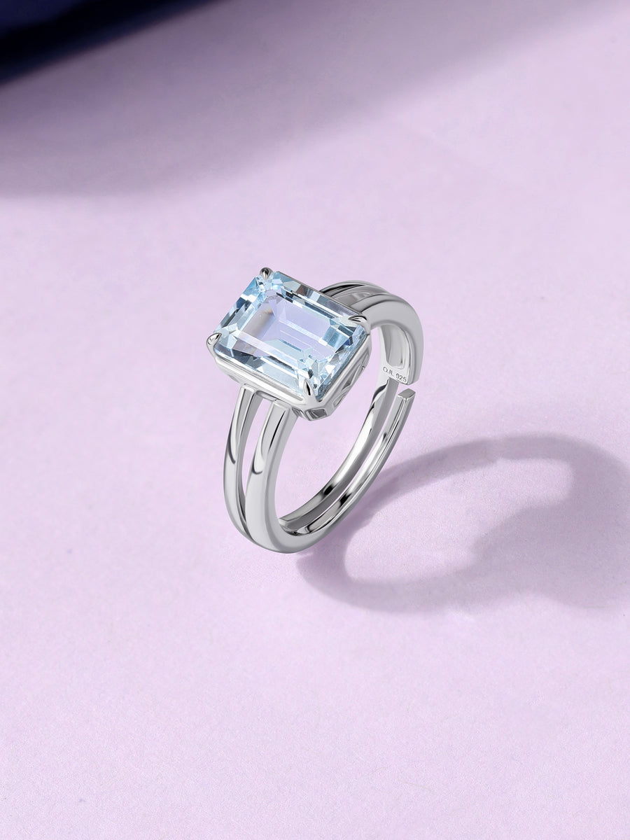 Sky Whisper Silver Blue Topaz Ring