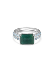 Emerald Glow Silver Statement Ring