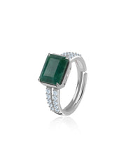 Emerald Glow Silver Statement Ring