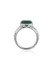 Emerald Glow Silver Statement Ring