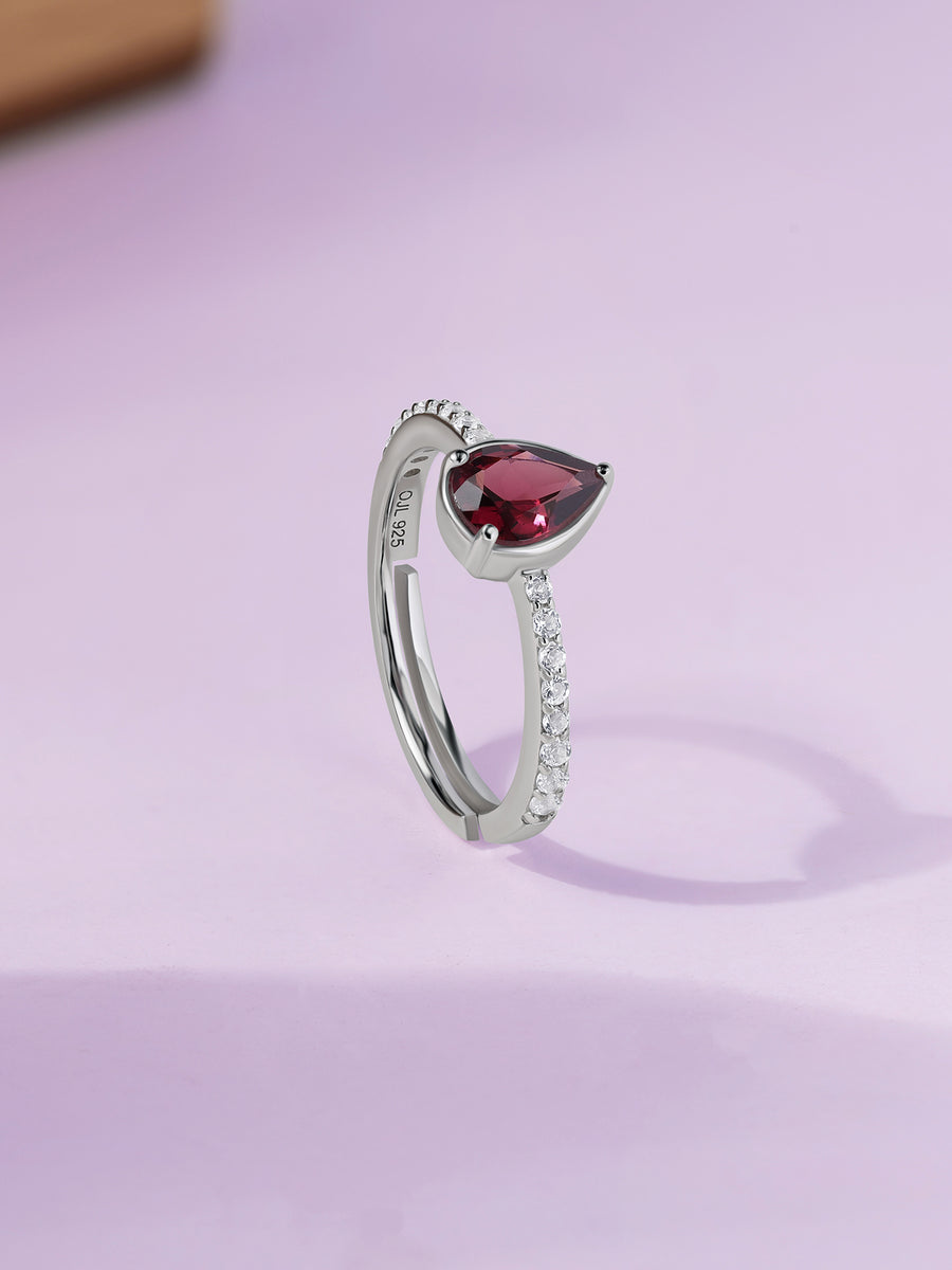 Rosé Dew Silver Rhodolite Ring