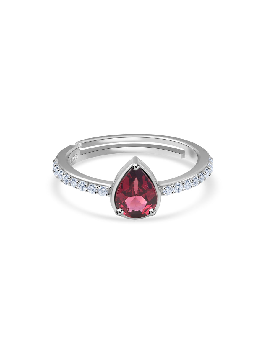 Rosé Dew Silver Rhodolite Ring
