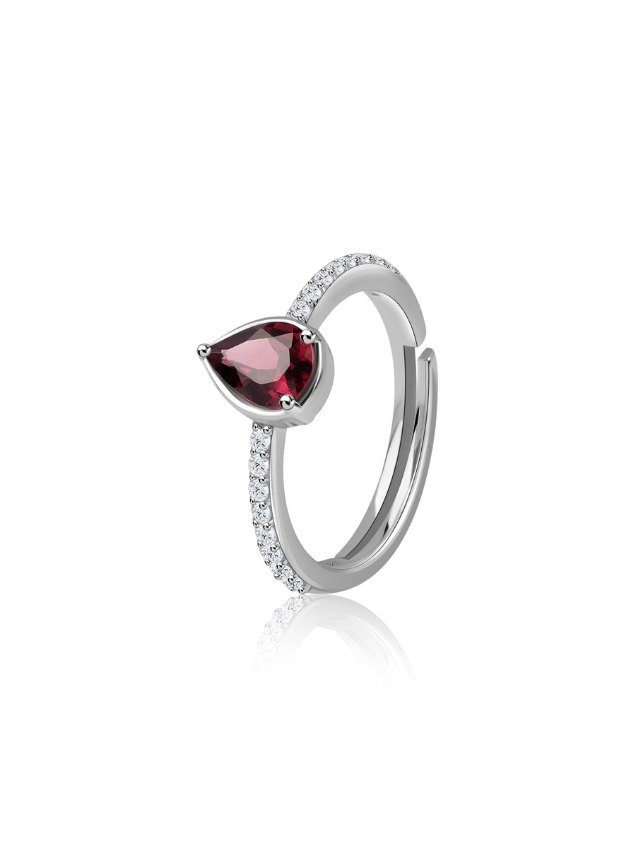 Rosé Dew Silver Rhodolite Ring