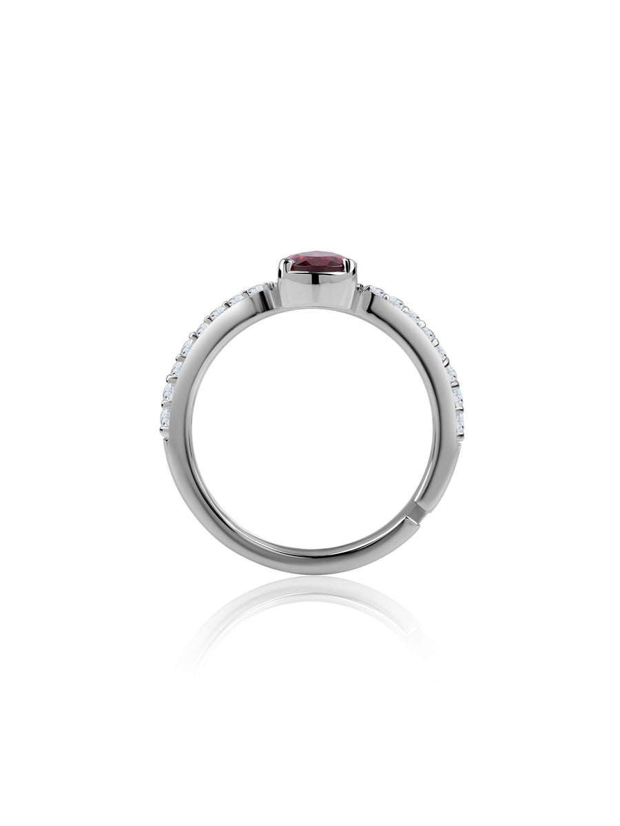 Rosé Dew Silver Rhodolite Ring