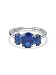 Midnight Trio Blue Sapphire Silver Ring