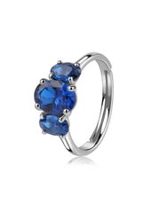 Midnight Trio Blue Sapphire Silver Ring