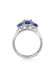 Midnight Trio Blue Sapphire Silver Ring