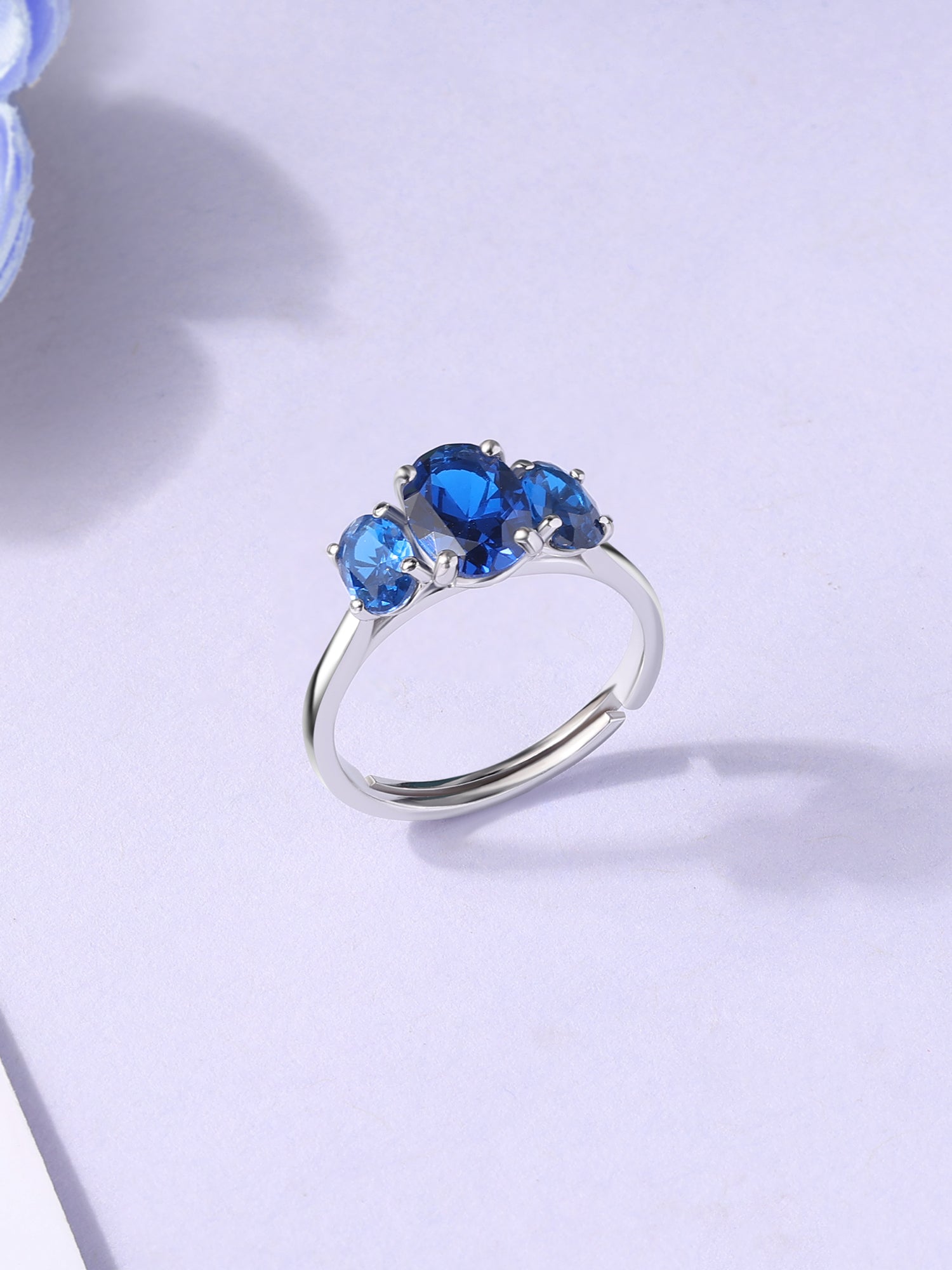 Midnight Trio Blue Sapphire Silver Ring
