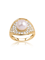 Royal Pearl Cocktail Silver Ring