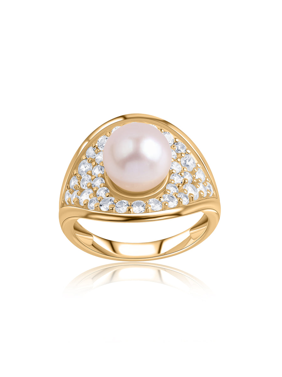 Royal Pearl Cocktail Silver Ring