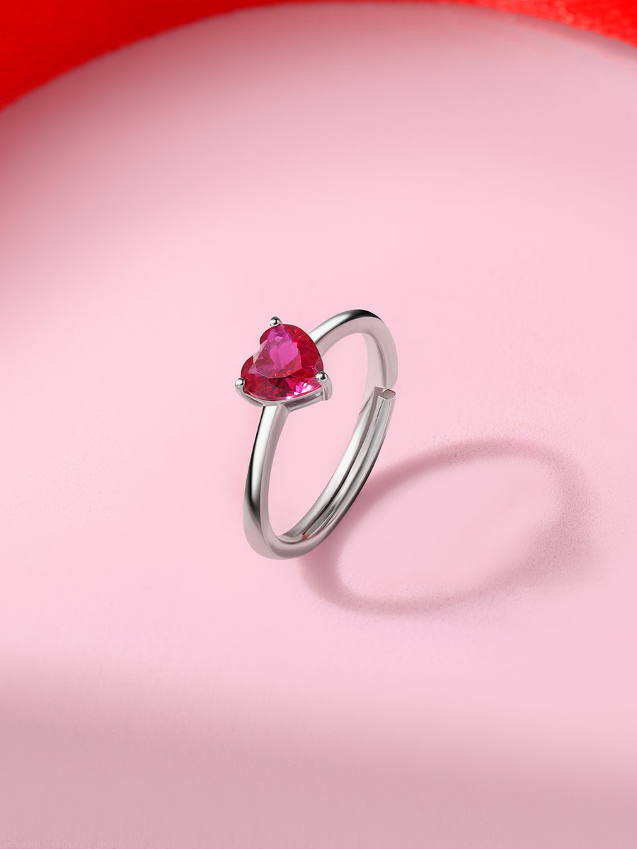 Heart Ruby Silver Ring