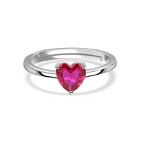 Heart Ruby CZ Silver Ring