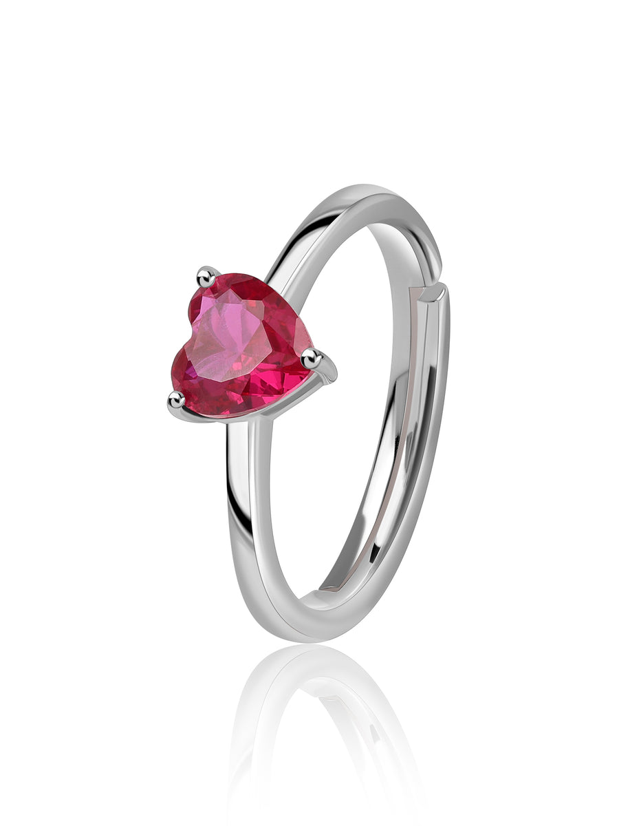 Heart Ruby Silver Ring