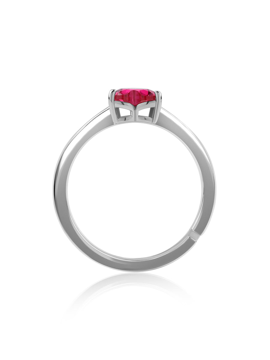 Heart Ruby Silver Ring