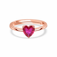 Heart Ruby CZ Rose Gold Plated Silver Ring