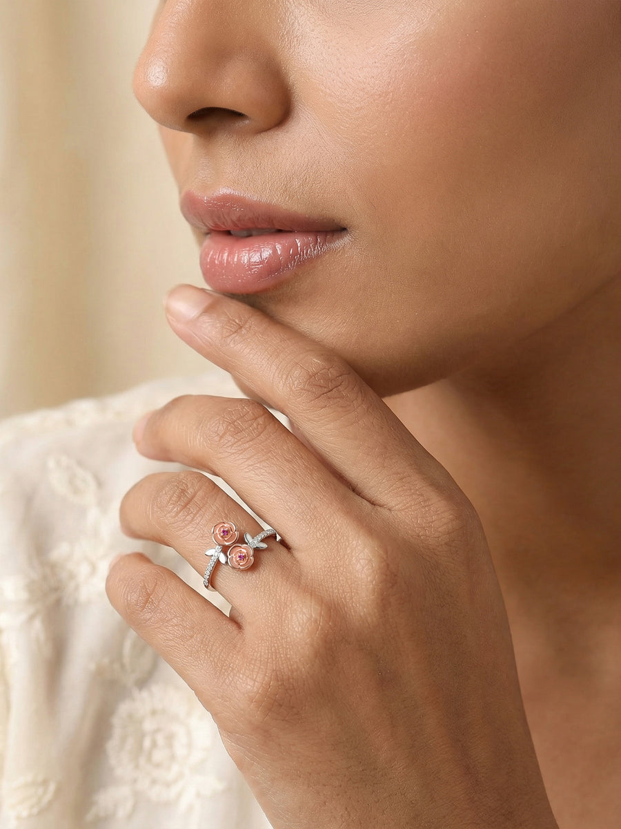 Forever Bloom Rose Silver Ring For Valentine Day