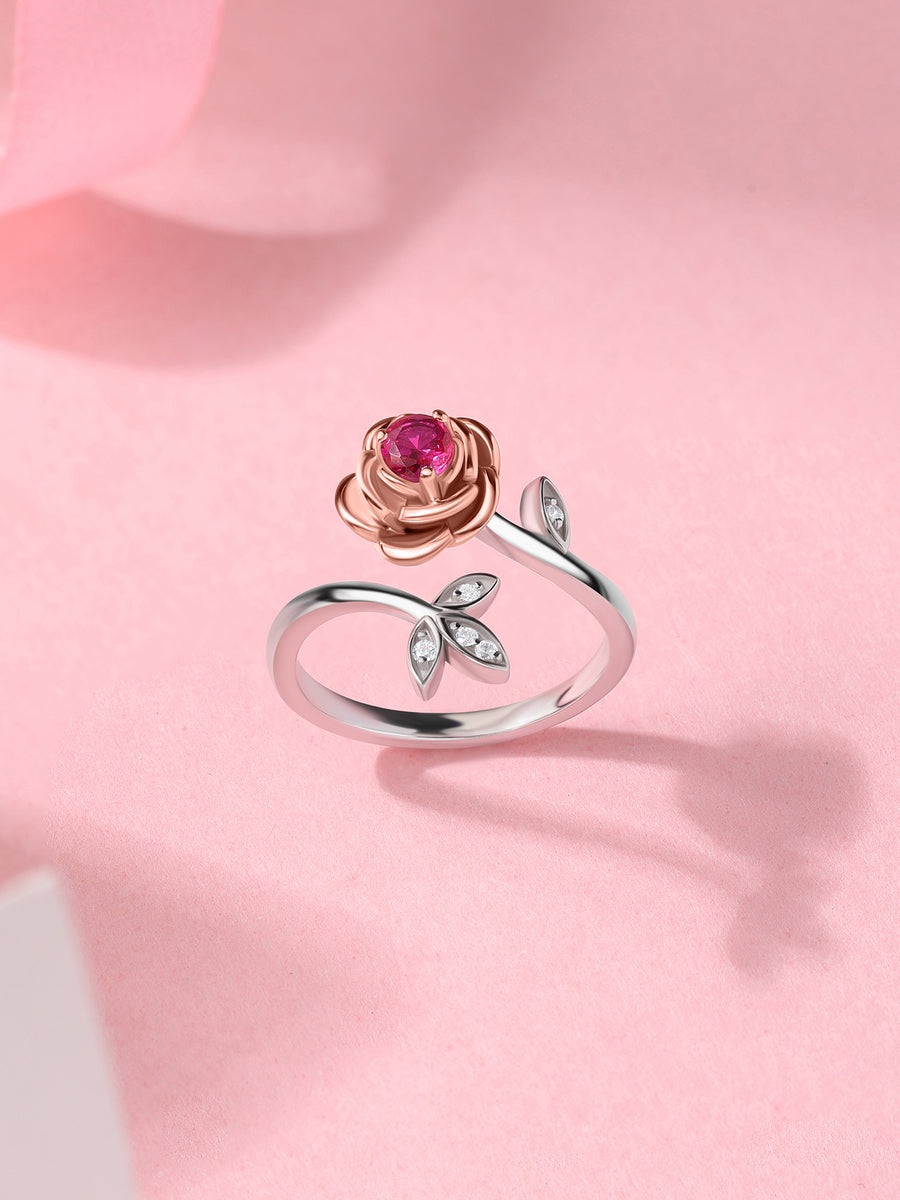 Petal Promise Rose Silver Ring For Valentine Day