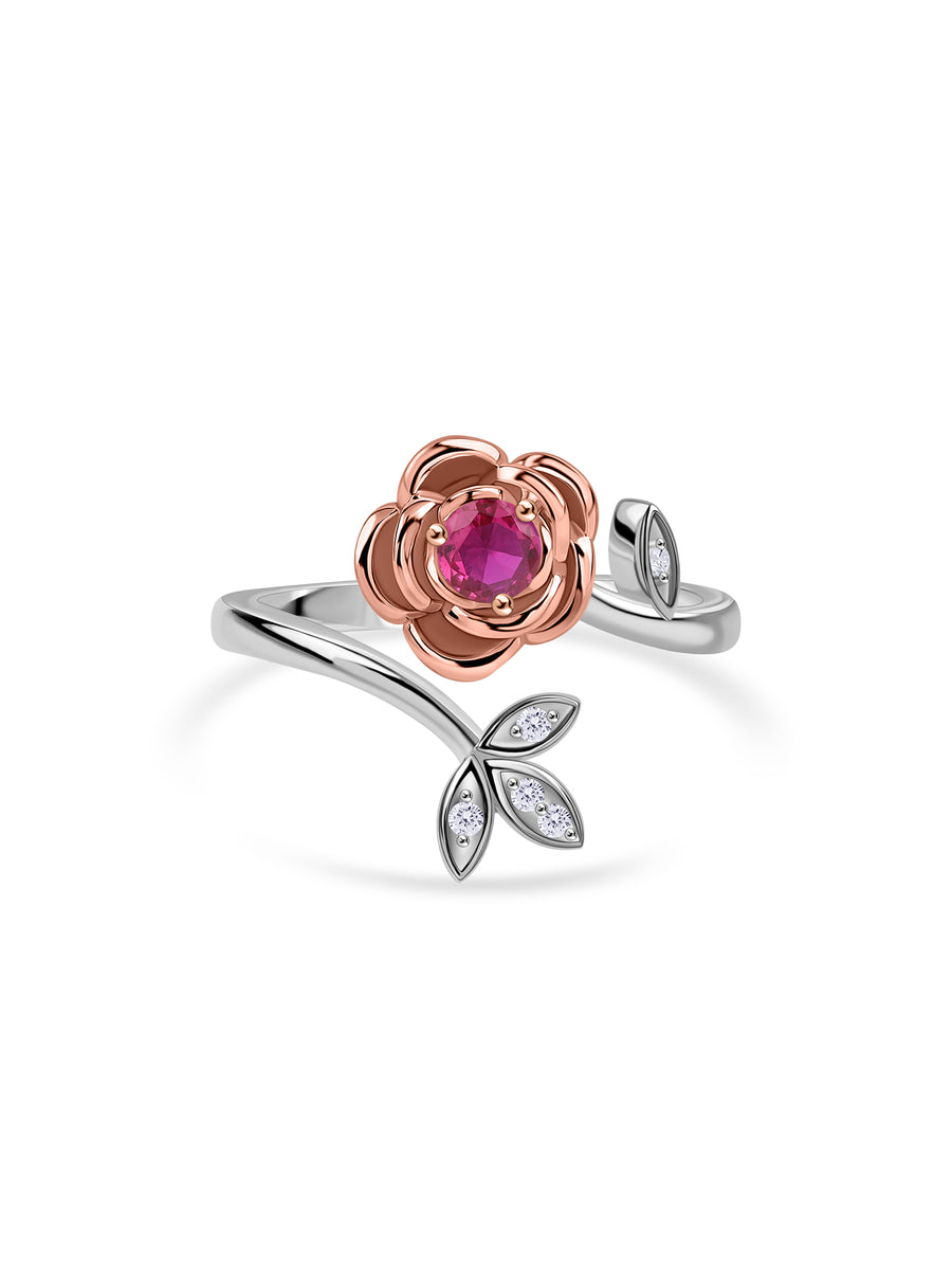 Petal Promise Rose Silver Ring For Valentine Day