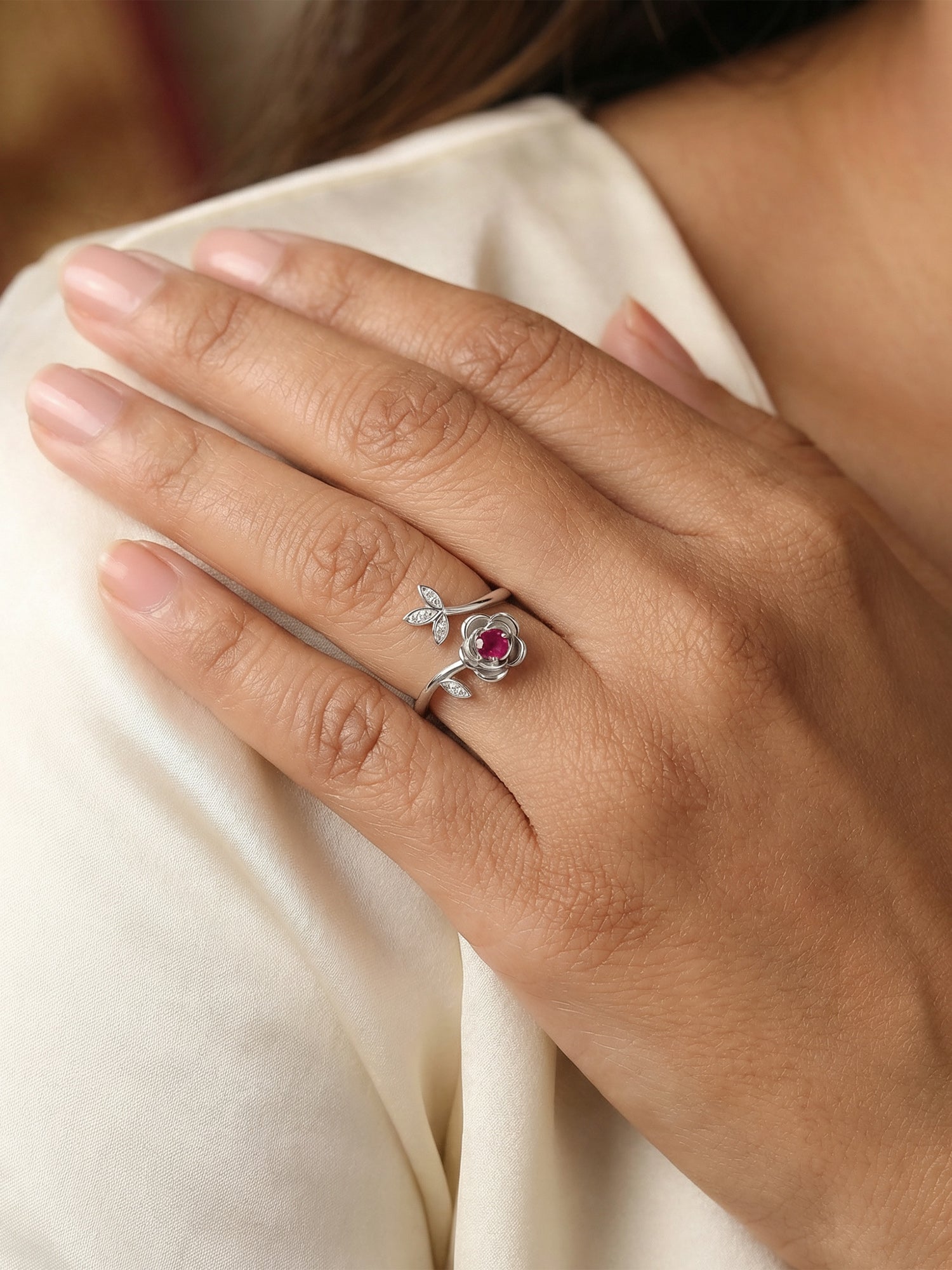 Petal Promise Silver Ring For Valentine Day