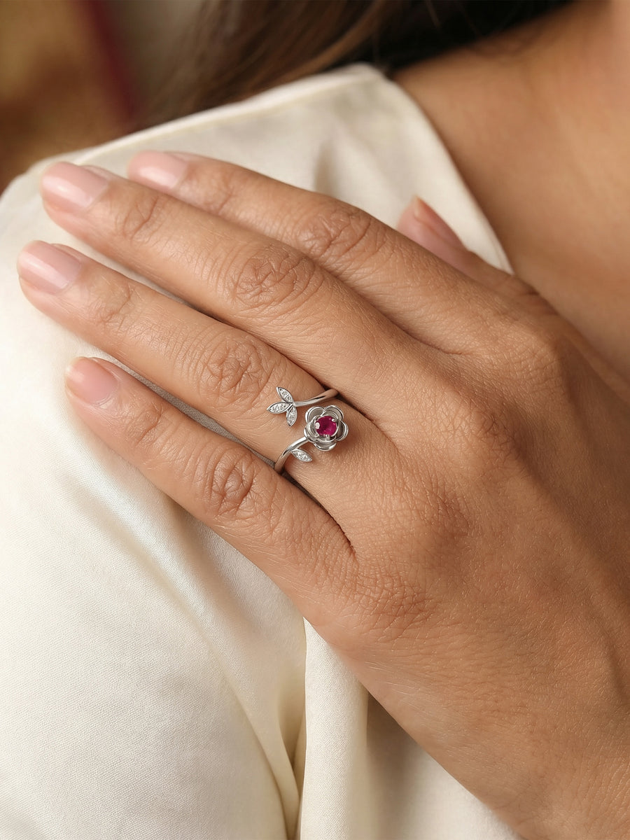 Petal Promise Silver Ring For Valentine Day