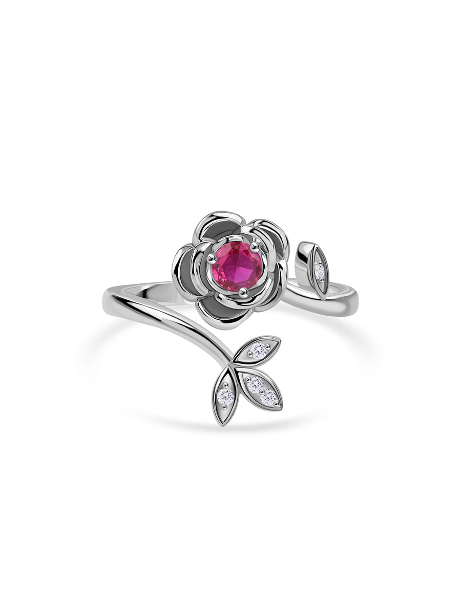 Petal Promise Silver Ring For Valentine Day